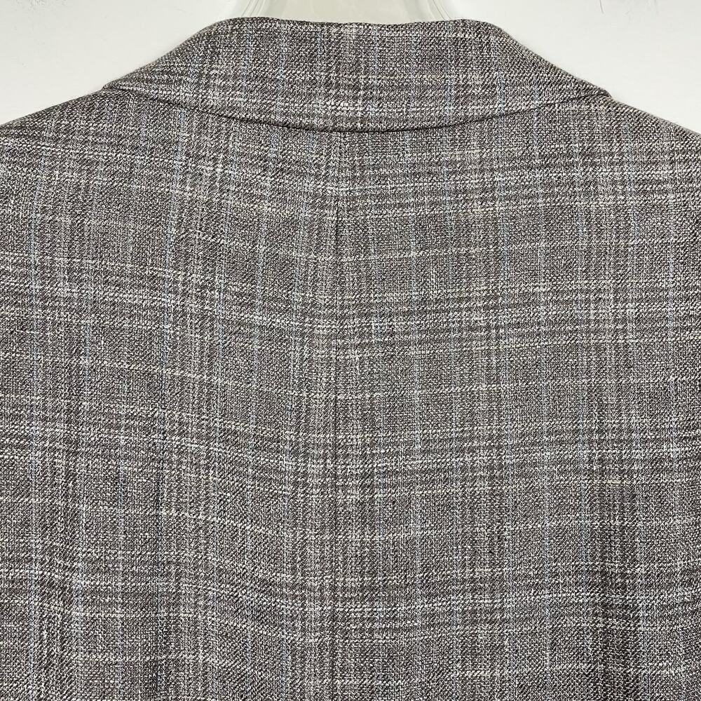 Joseph Abboud Linen Blazer Sport Coat Mens 44R Cocoa Plaid Beach Resort Business - Picture 10 of 15